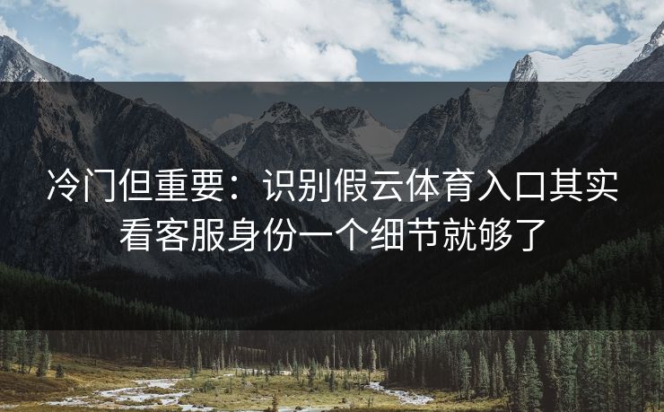 冷门但重要：识别假云体育入口其实看客服身份一个细节就够了